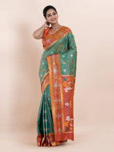 KAVVYA  GREEN COLOUR  IKAT WEAVING SAREE